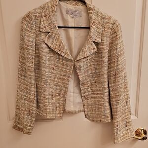 Tahari Cream Multicolor Tweed Blazer